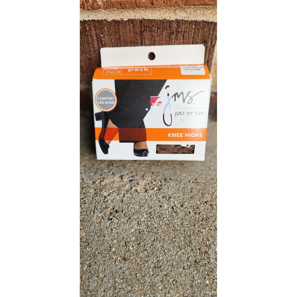 Just My Size Knee Highs Pantyhose Womens One Size Beige 4 Pair Made USA